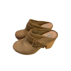 Steve Madden Hilde Clogs Suede Leather Tan Womens Size 7M  Studded Y2K Style
